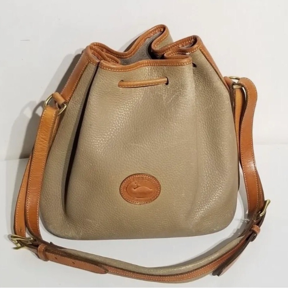 Vintage 1970's Dooney & Bourke Brown Leather AWL Bucket Bag All Weather Leather